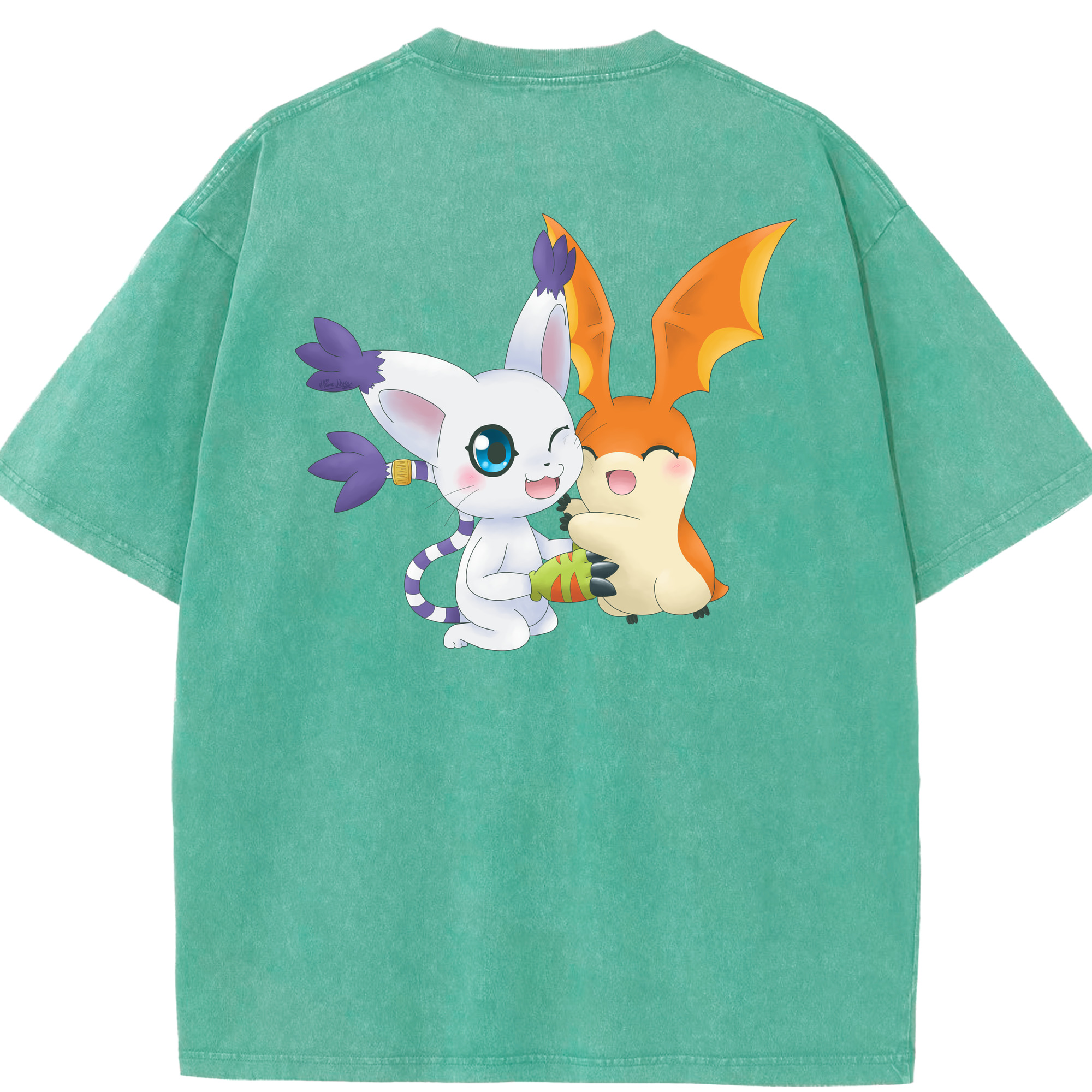 （画像用） Digimon デジタルモンスター/デジモン 綿100% ヴィンテージ風 半袖Tシャツ（背面プリント）
